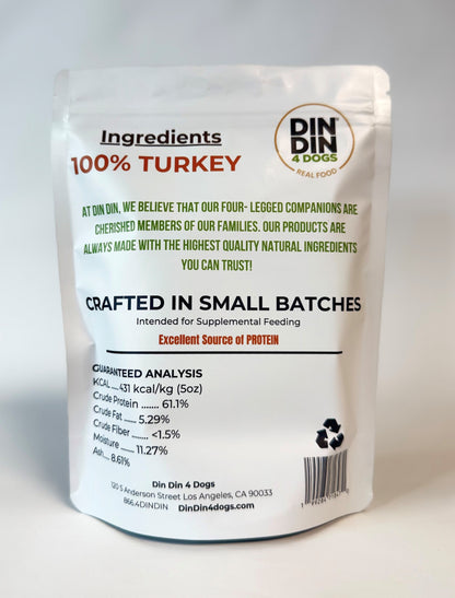 100% Turkey Dog Treats, 5 Ounce Bag, Single Ingredient, High Protein - Doot's Pet LLC Collars For A Cause