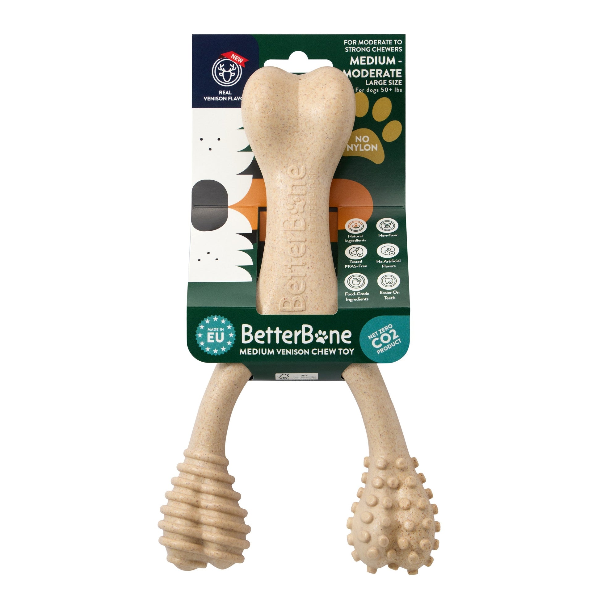 BetterBone MEDIUM Durability CHEW TOY: Perfect Chew for Everyday Chewers | Natural Ingredients, Eco-Friendly, Non-Toxic - Doot's Pet LLC Collars For A Cause