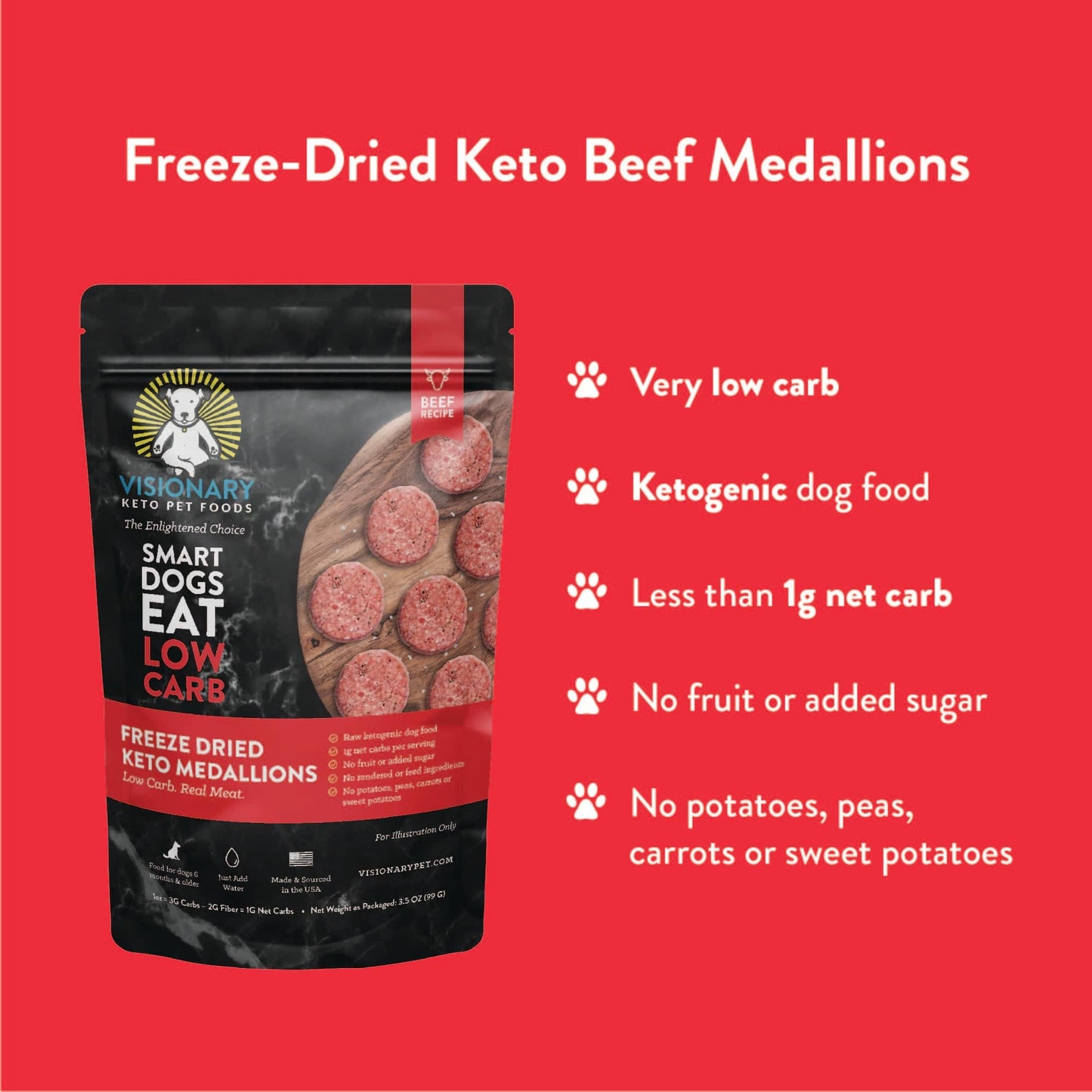Freeze Dried Food | Beef Recipe | 25oz Bag - Doot's Pet LLC Collars For A Cause