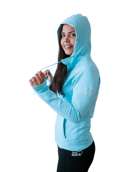 Dog Mom Adventures Full Zip Hooded Jacket - Blue