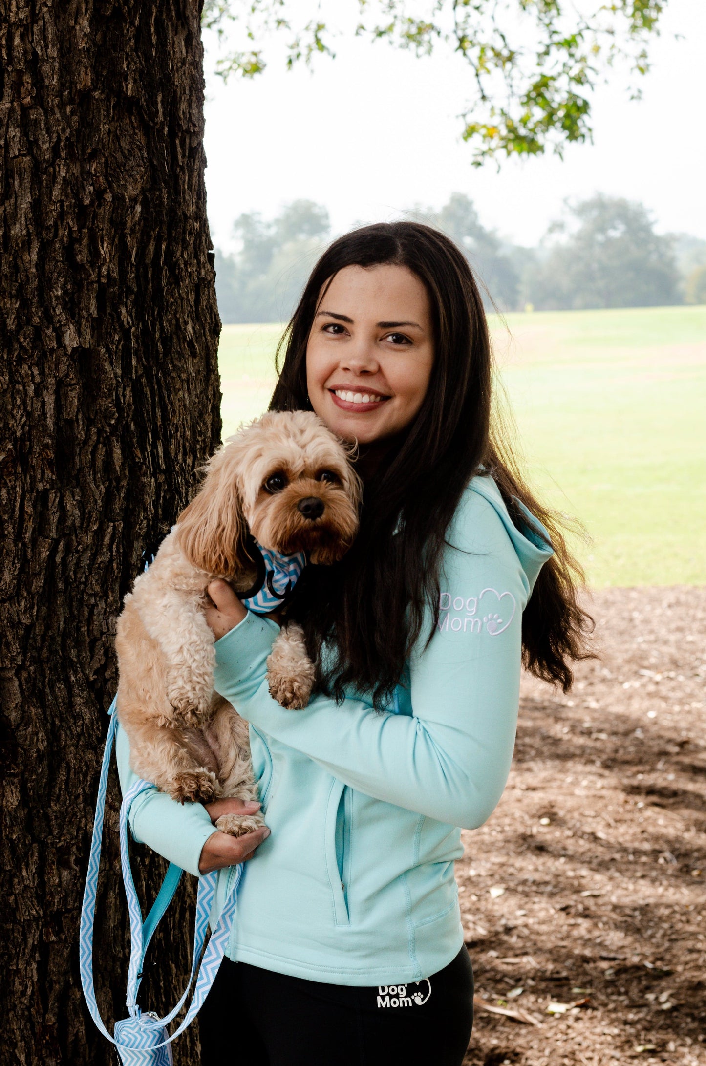 Dog Mom Adventures Full Zip Hooded Jacket - Blue