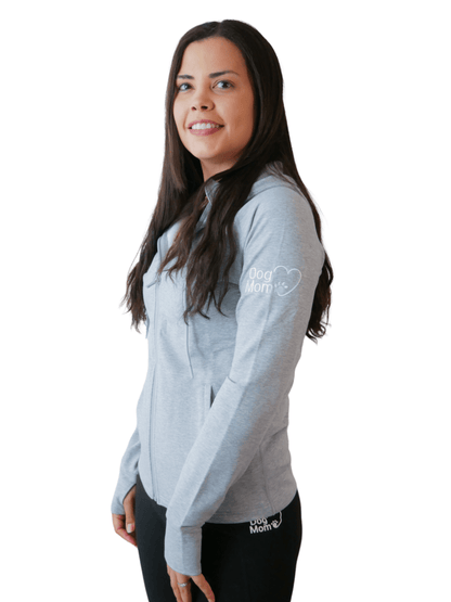 Dog Mom Adventures Full Zip Hooded Jacket - Grey