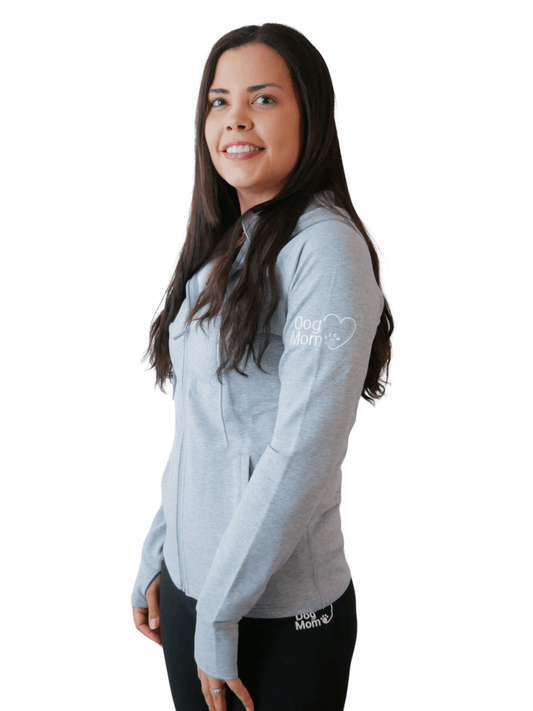 Dog Mom Adventures Full Zip Hooded Jacket - Grey