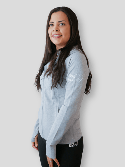 Dog Mom Adventures Full Zip Hooded Jacket - Grey
