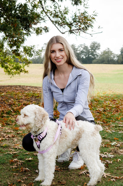 Dog Mom Adventures Full Zip Hooded Jacket - Grey