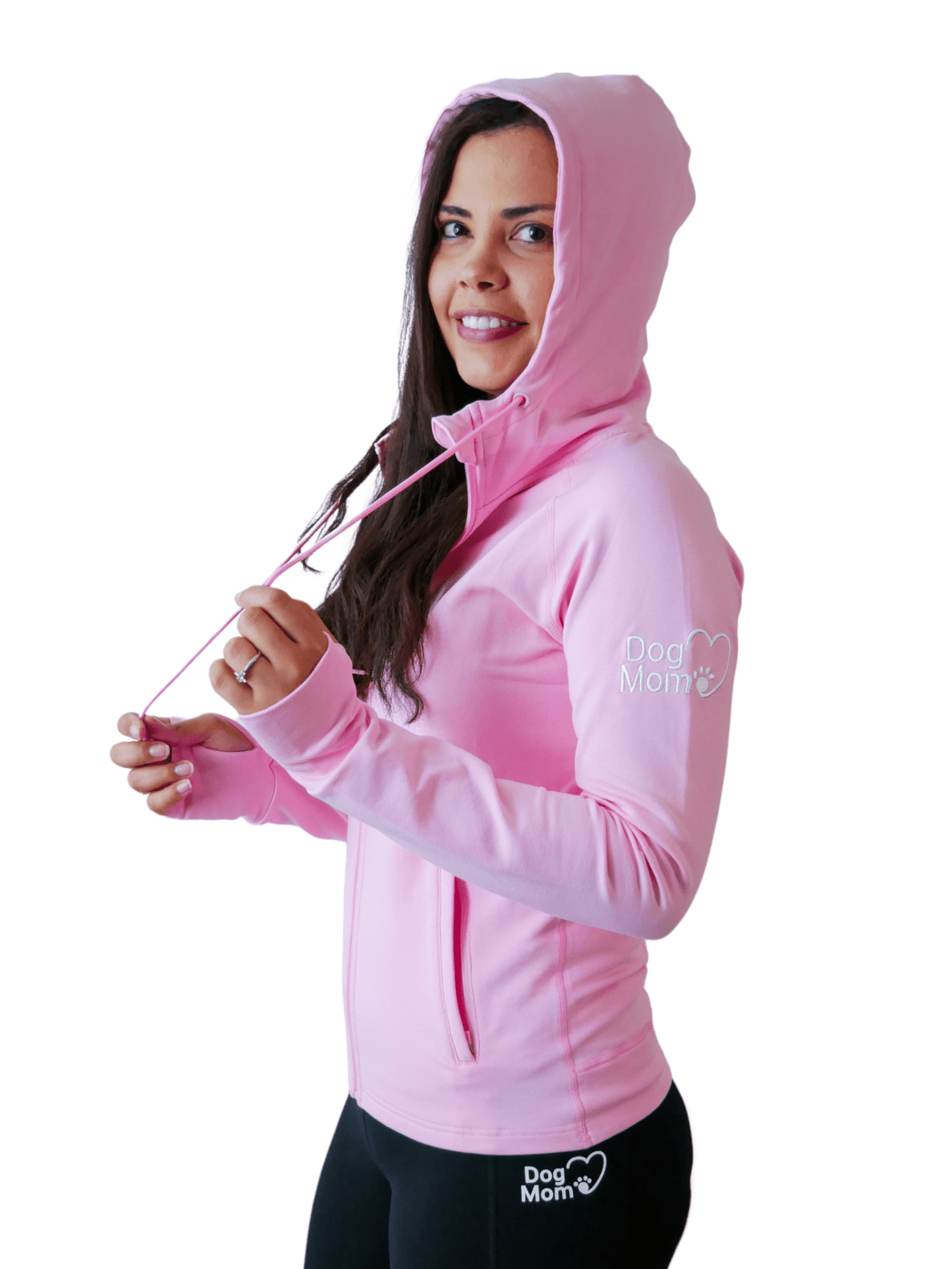 Dog Mom Adventures Full Zip Hooded Jacket - Pink