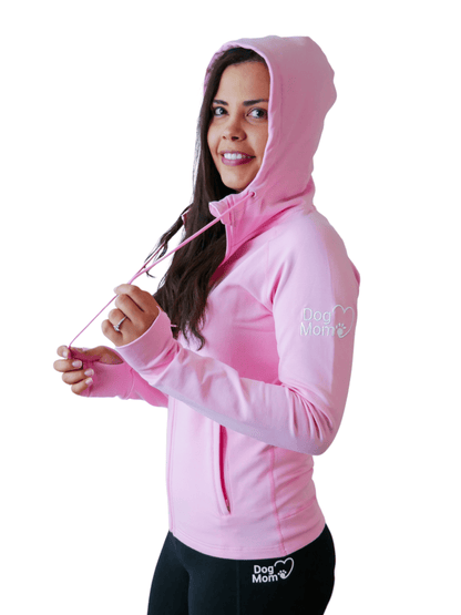 Dog Mom Adventures Full Zip Hooded Jacket - Pink