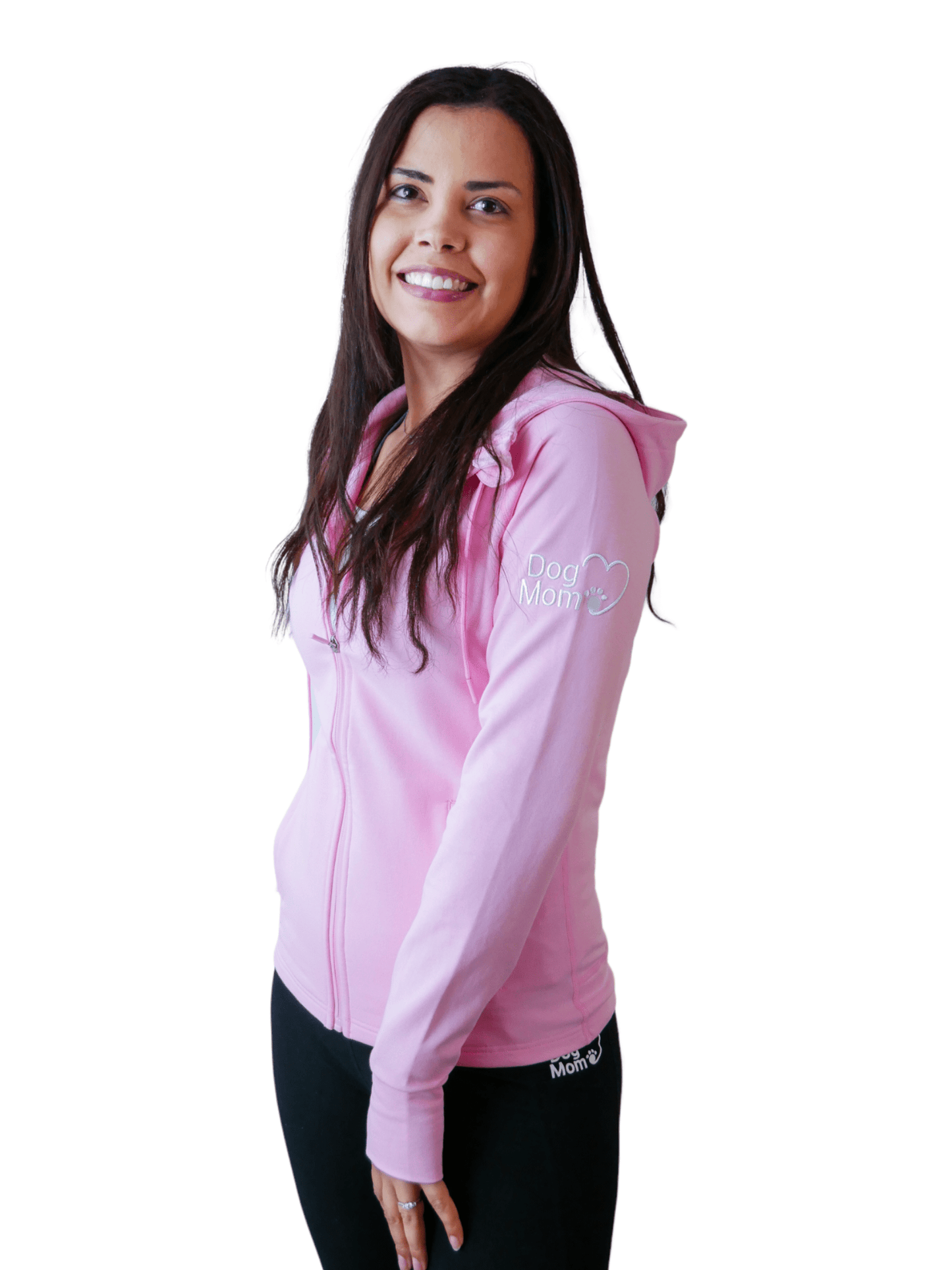 Dog Mom Adventures Full Zip Hooded Jacket - Pink