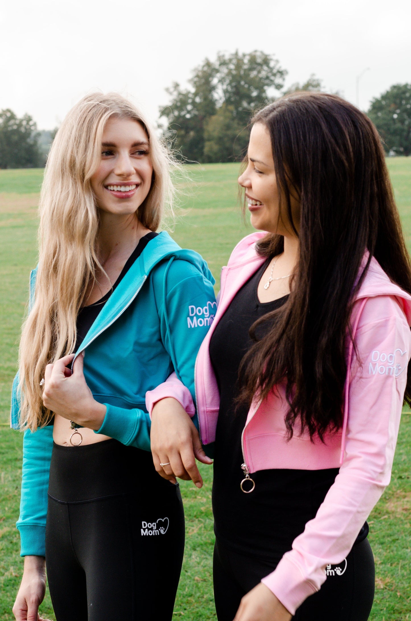 Dog Mom Crop Top Hoodie - Aqua