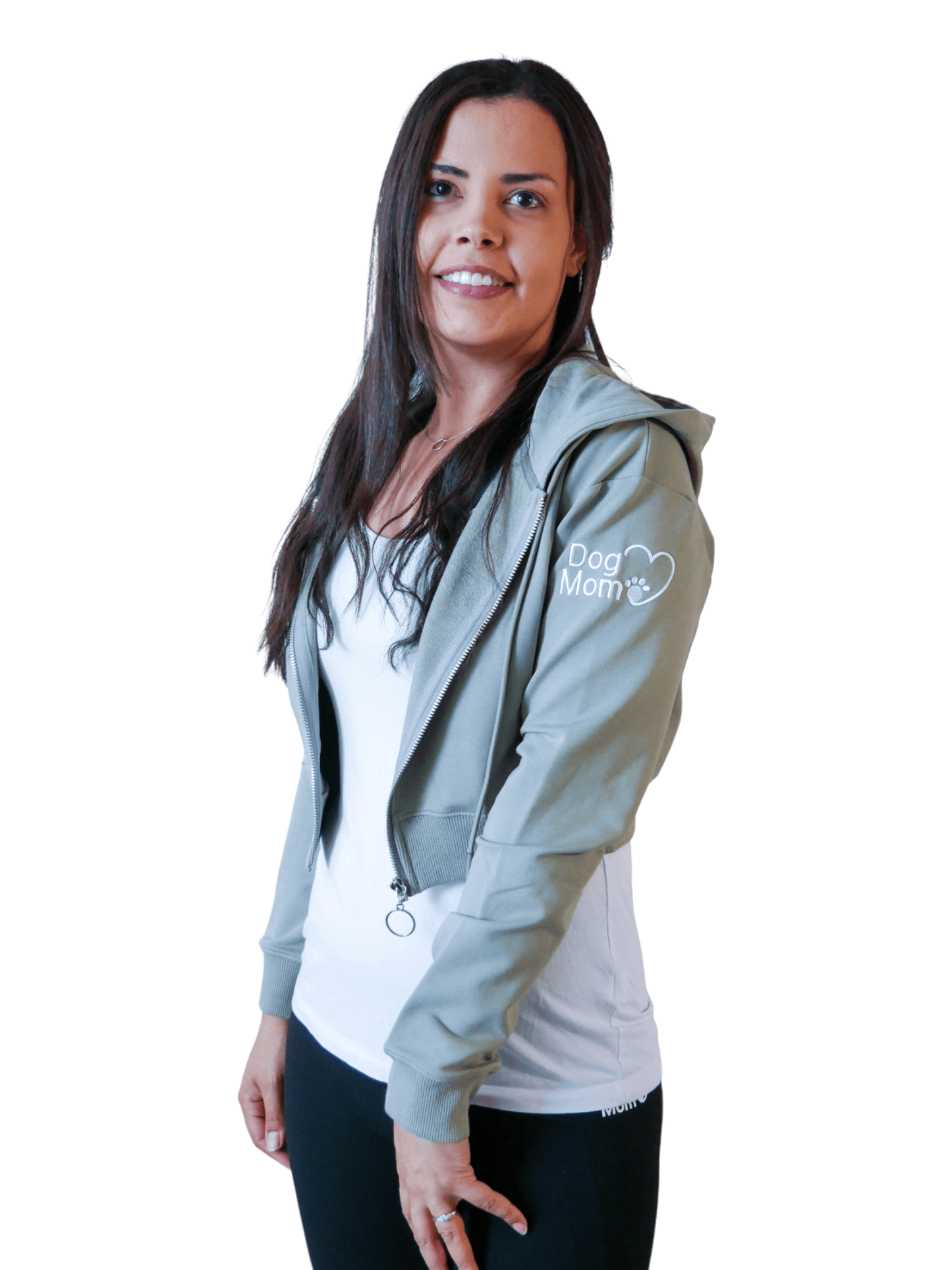 Dog Mom Crop Top Hoodie - Army Green