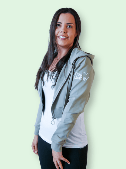 Dog Mom Crop Top Hoodie - Army Green