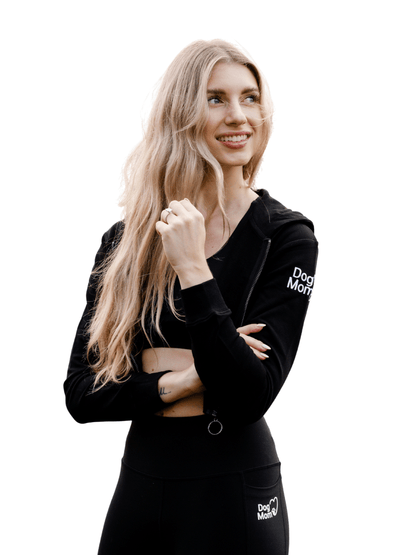 Dog Mom Crop Top Hoodie - Black