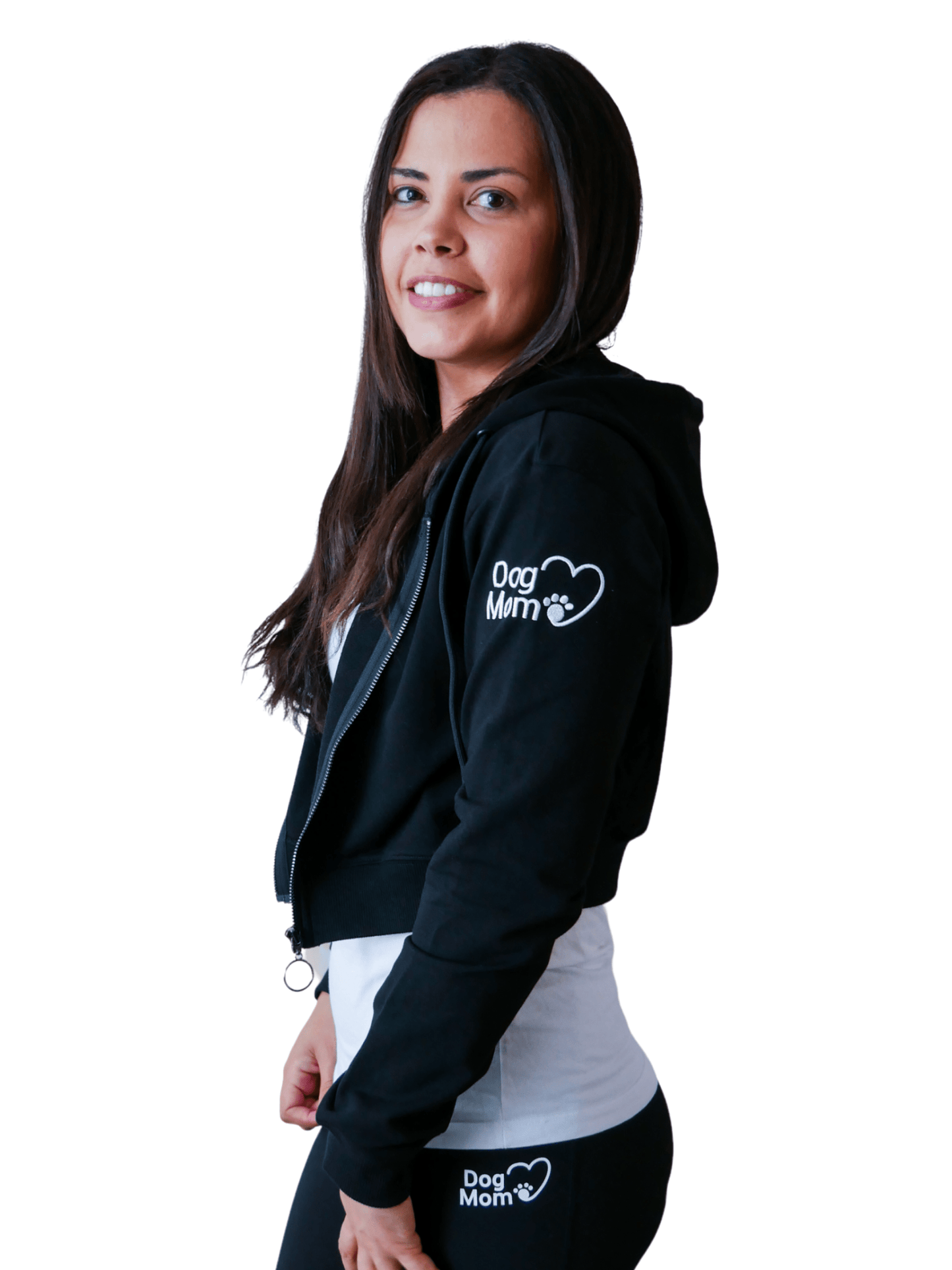 Dog Mom Crop Top Hoodie - Black