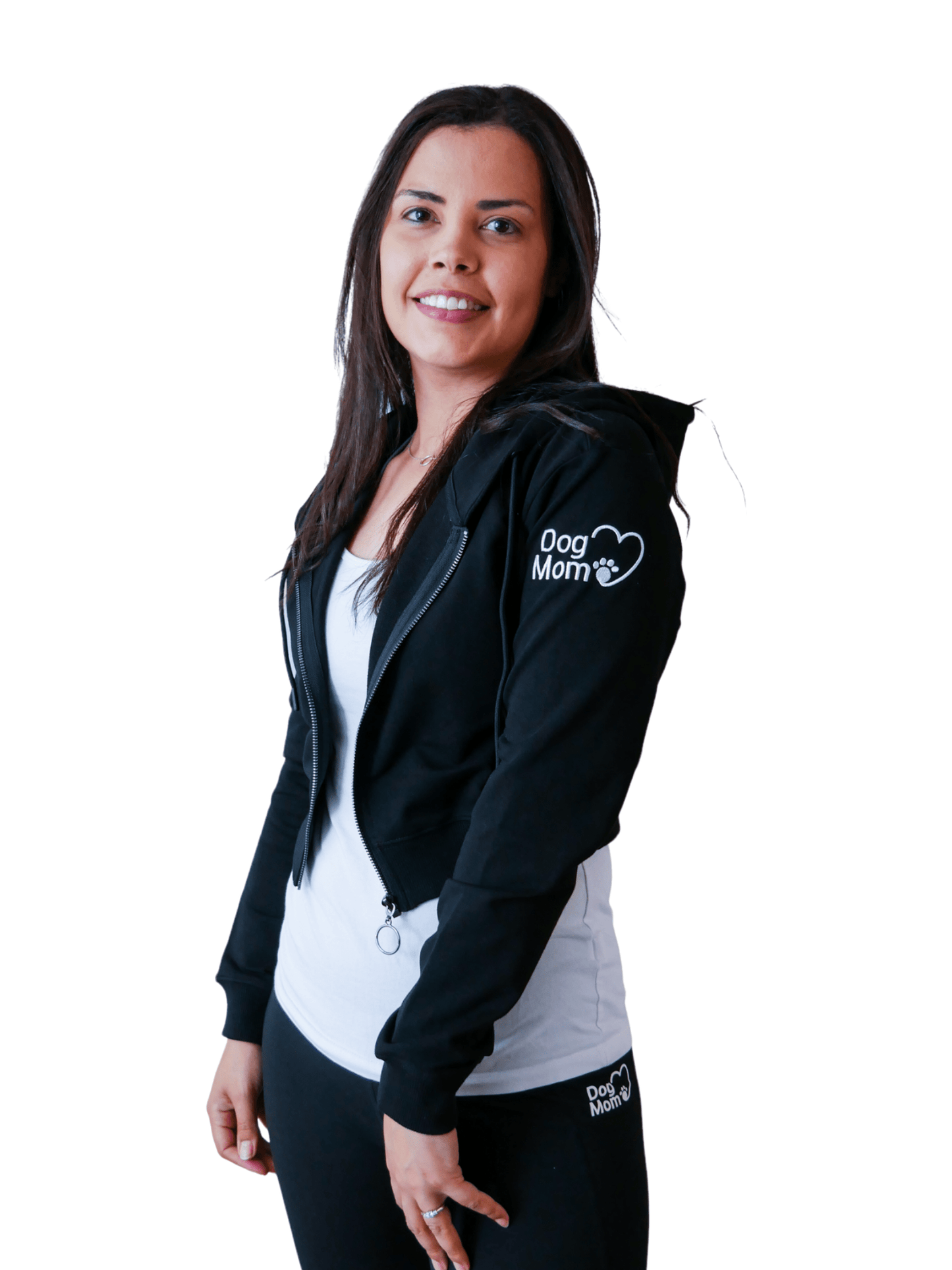 Dog Mom Crop Top Hoodie - Black