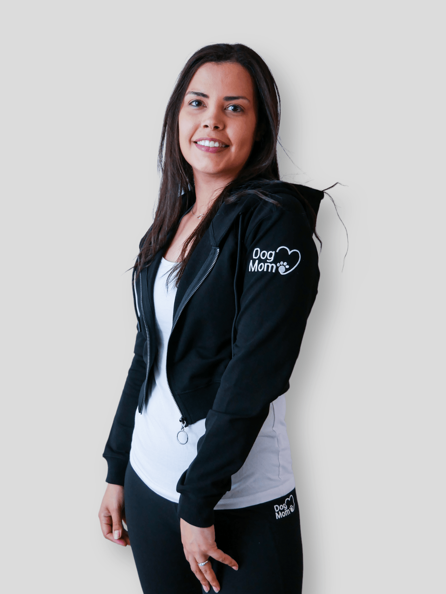 Dog Mom Crop Top Hoodie - Black