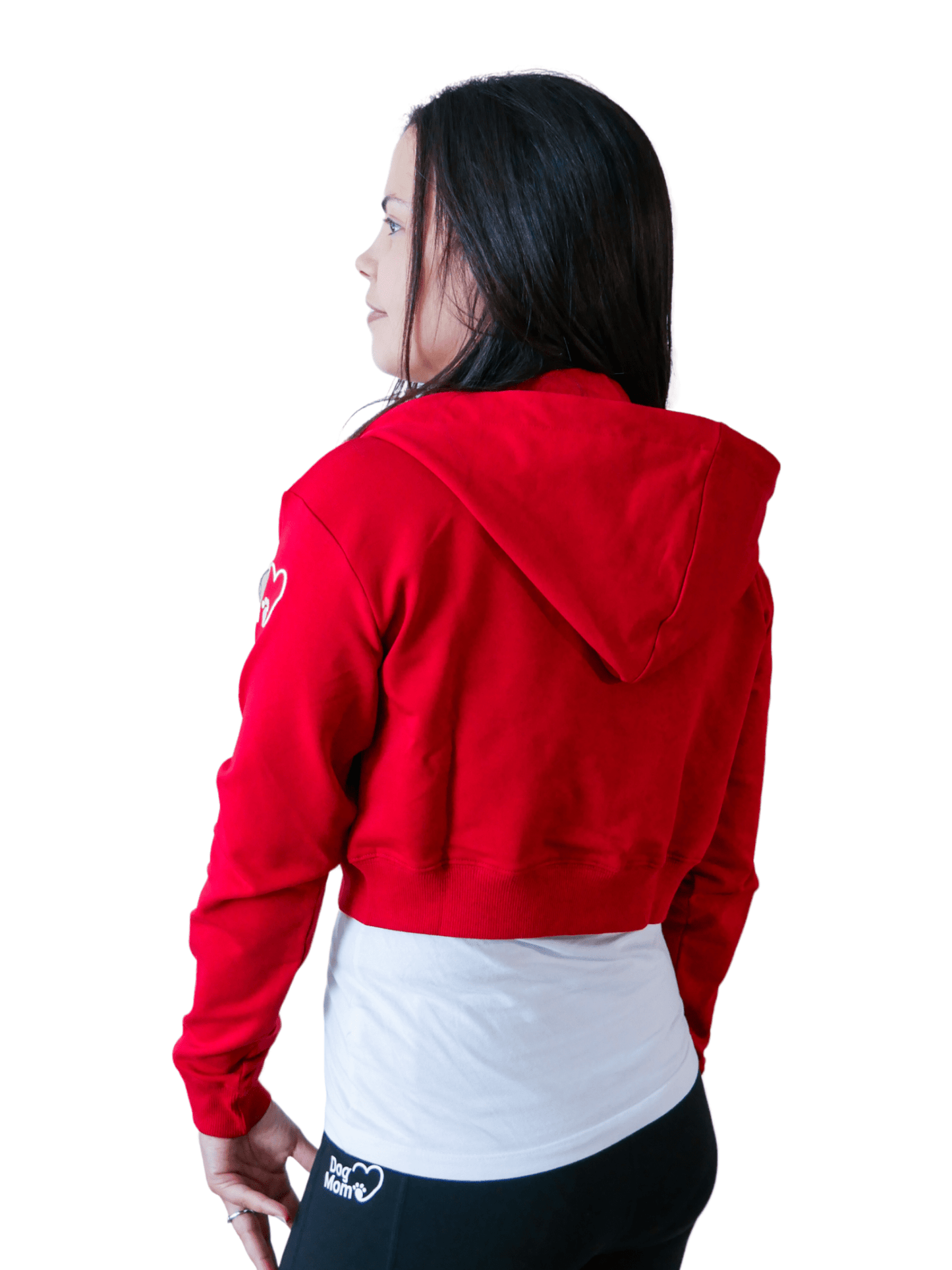 Dog Mom Crop Top Hoodie - Burgundy