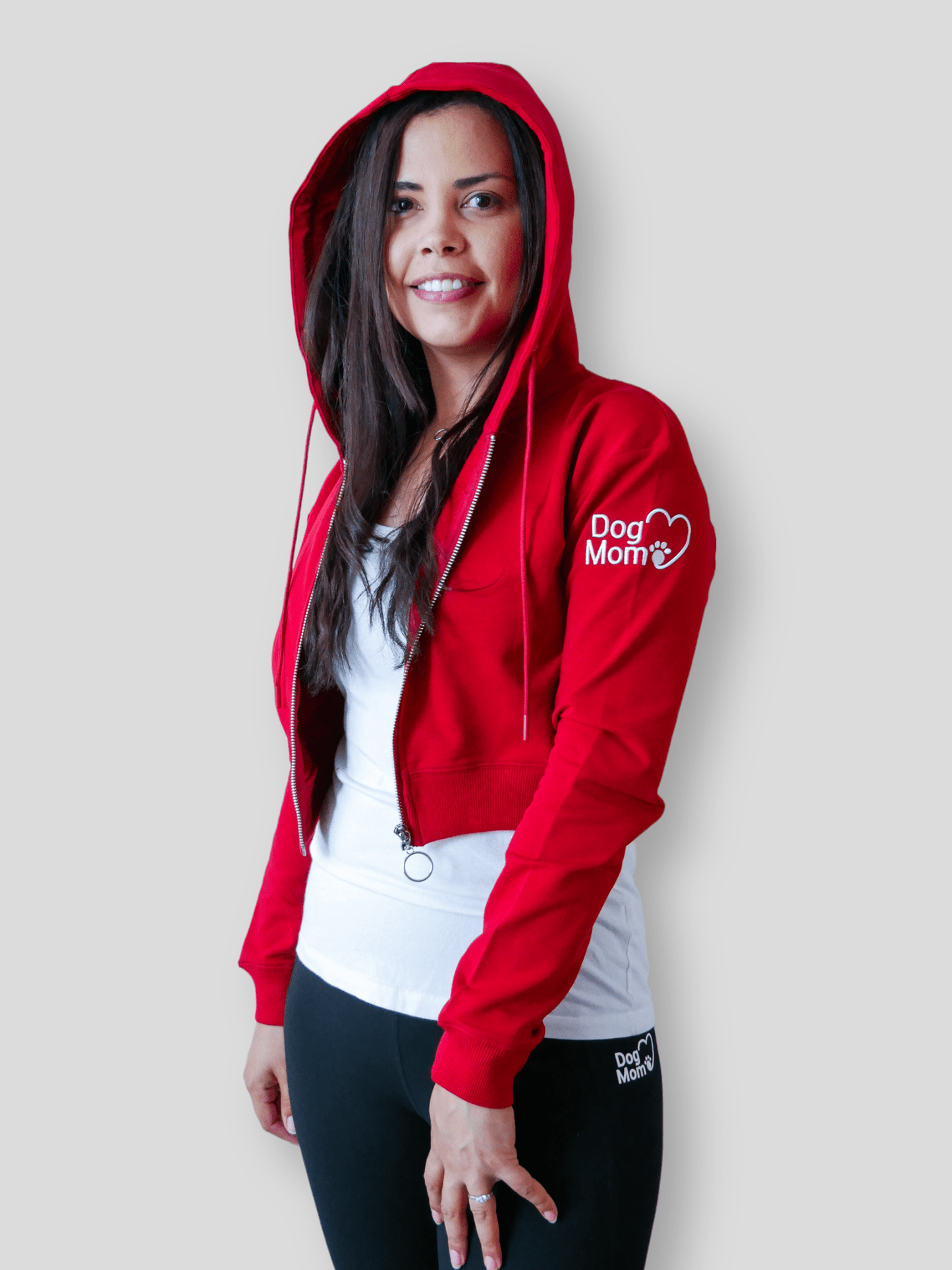 Dog Mom Crop Top Hoodie - Burgundy