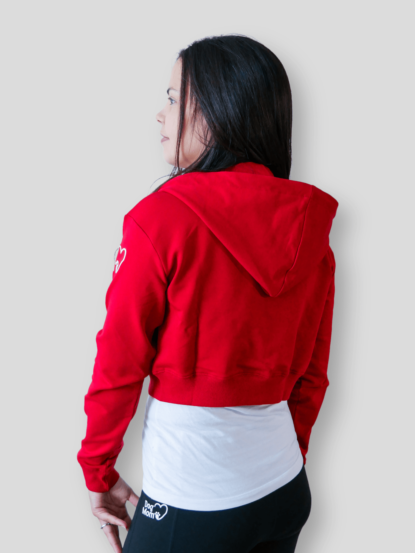 Dog Mom Crop Top Hoodie - Burgundy