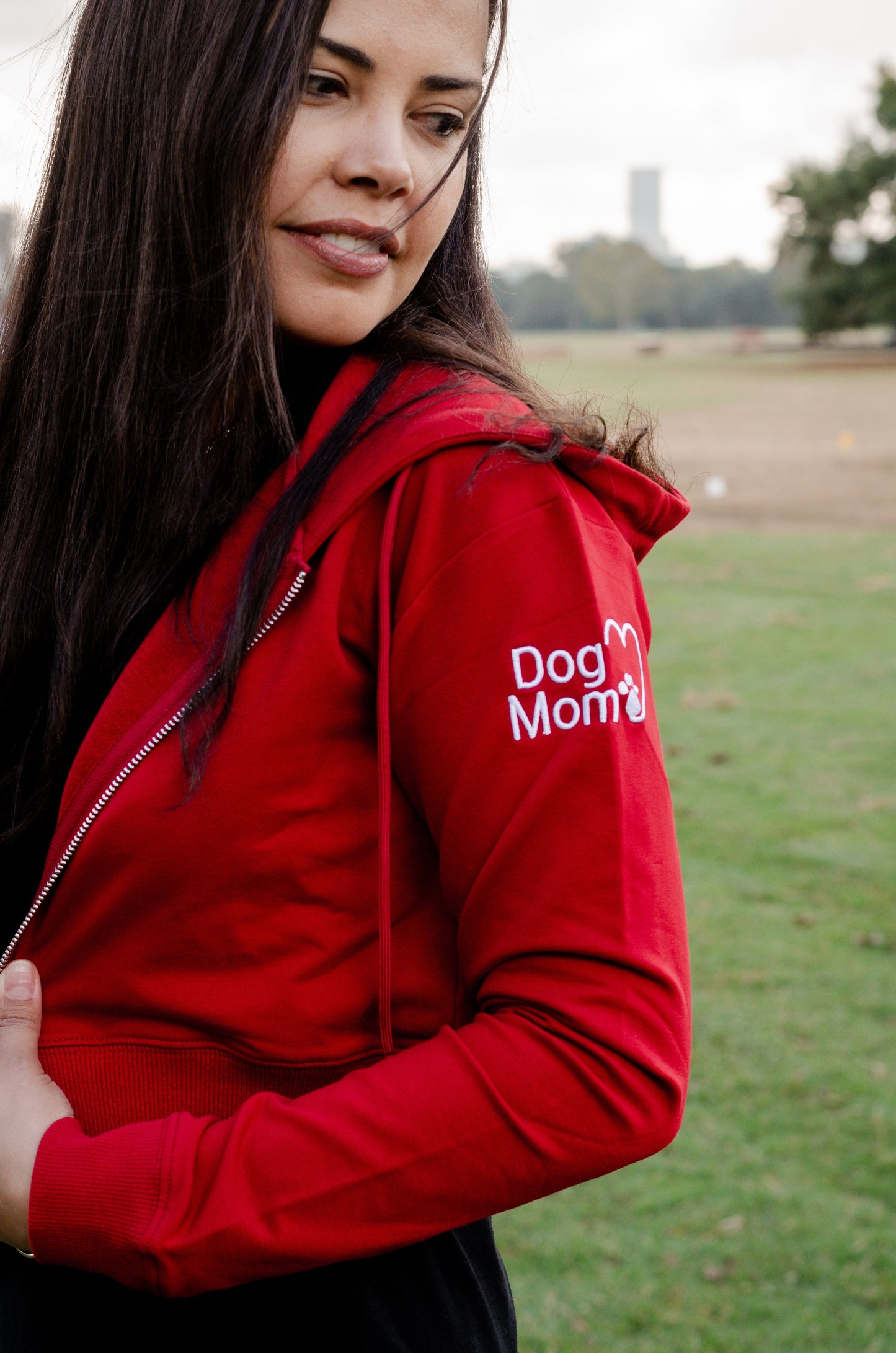 Dog Mom Crop Top Hoodie - Burgundy