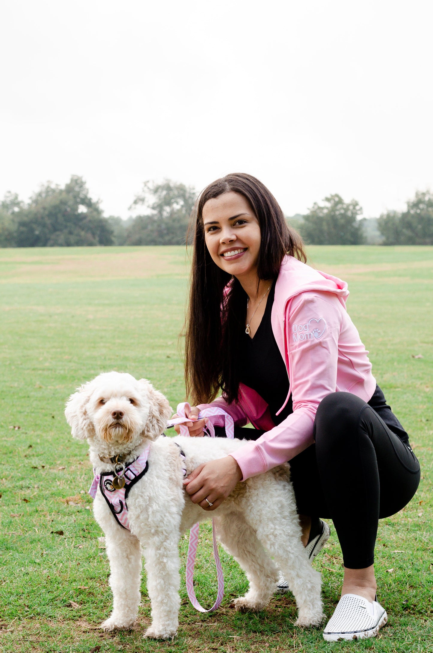 Dog Mom Crop Top Hoodie - Pink