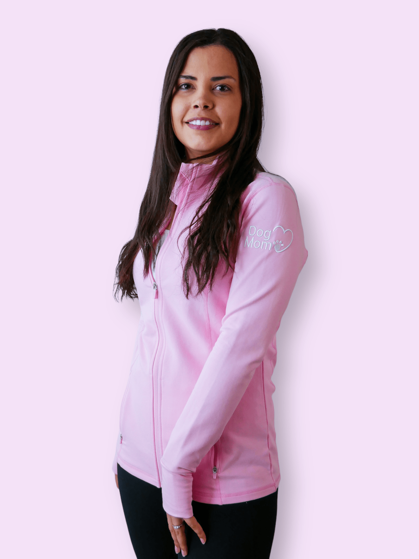 Dog Mom Essentials Full Zip Jacket - Pink
