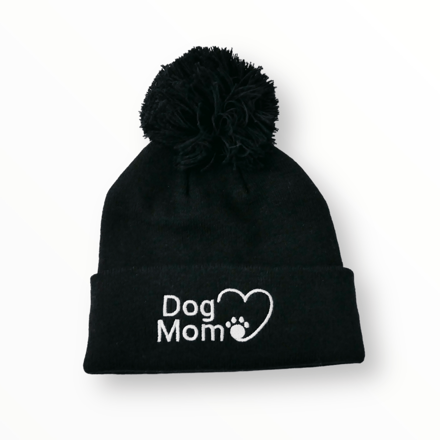 Dog Mom Bobble Beanie - Black