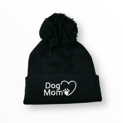 Dog Mom Bobble Beanie - Black