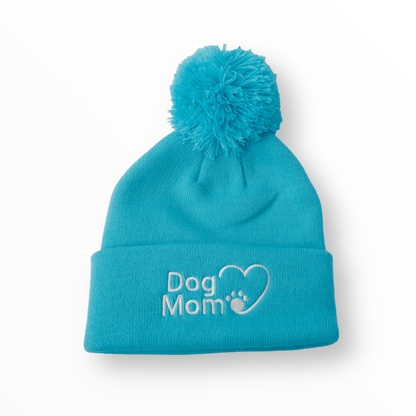 Dog Mom Bobble Beanie - Blue