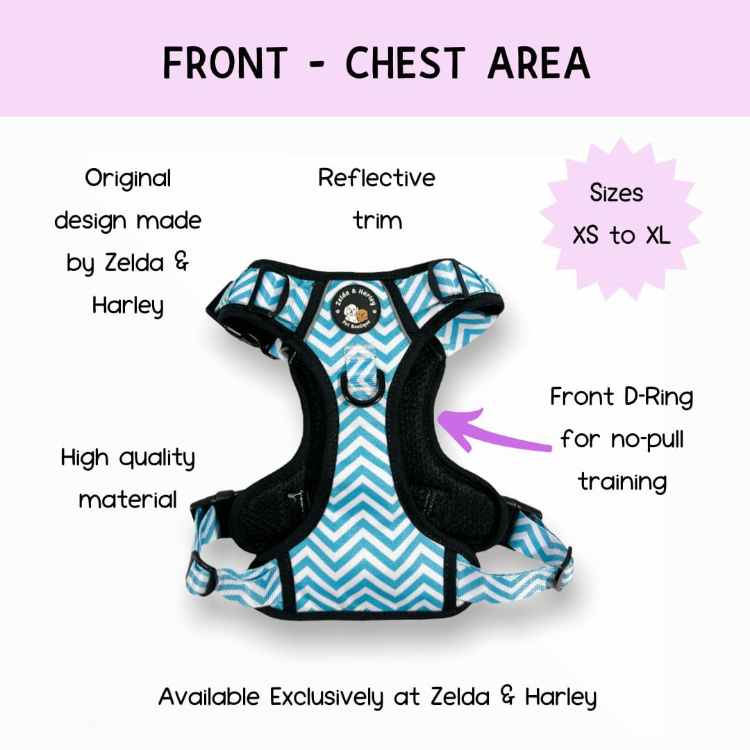 Zig Zag Wag Pastel Blue- Adventure No Pull Harness