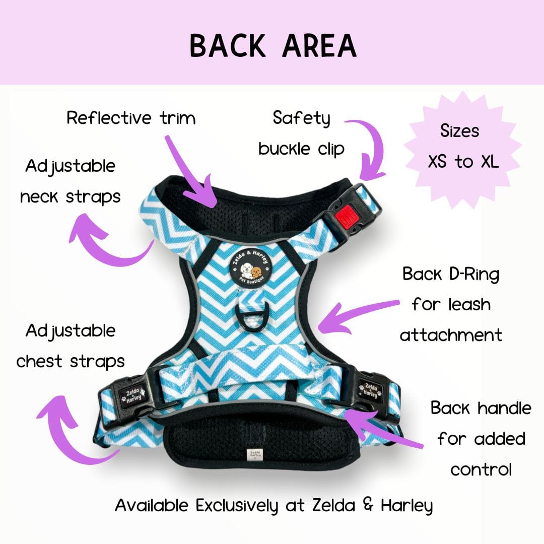 Zig Zag Wag Pastel Blue- Adventure No Pull Harness