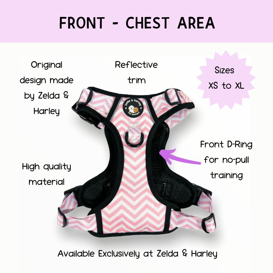 Zig Zag Wag Pastel Pink - Adventure No Pull Harness