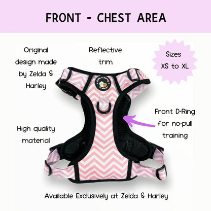 Zig Zag Wag Pastel Pink - Adventure No Pull Harness