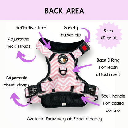 Zig Zag Wag Pastel Pink - Adventure No Pull Harness