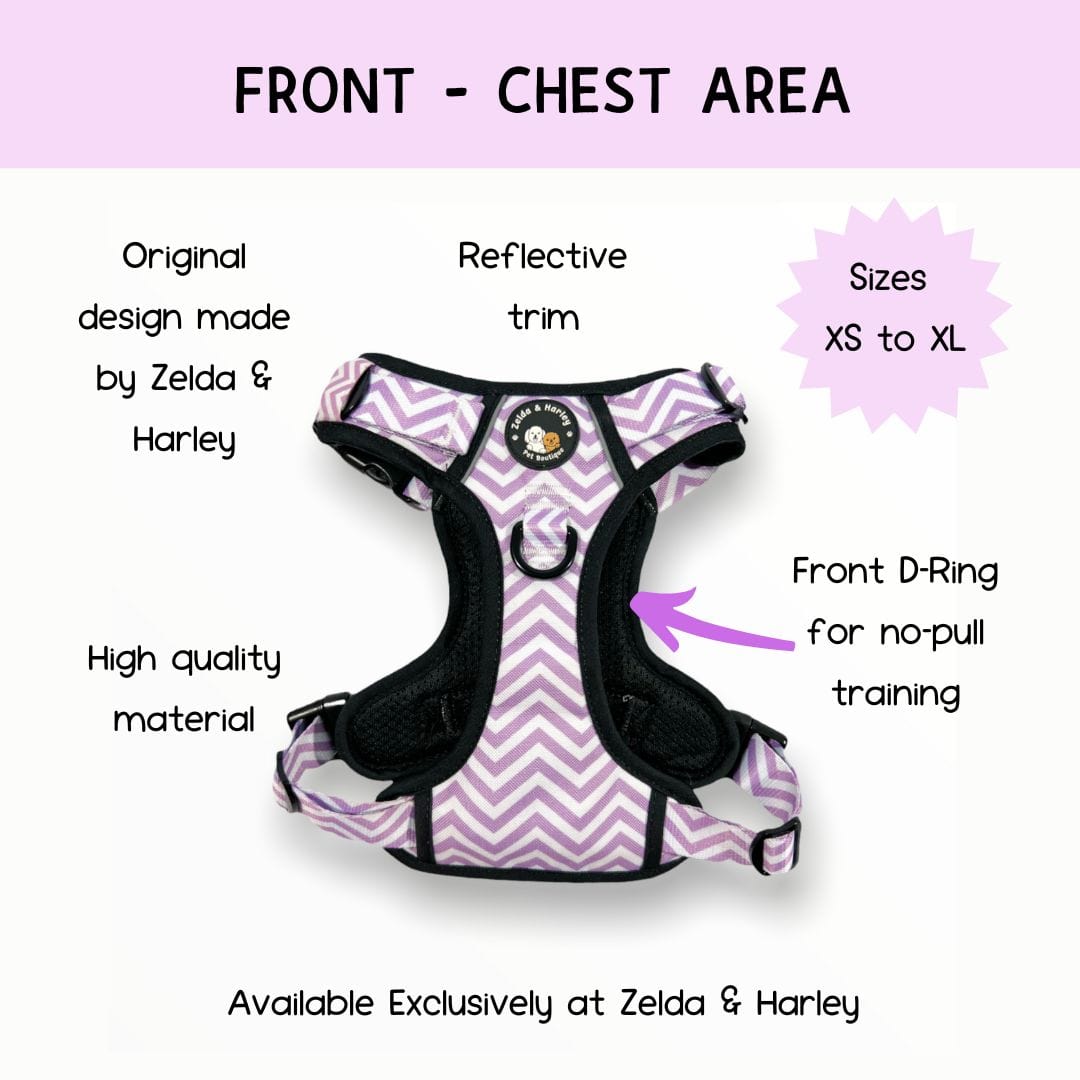 Zig Zag Wag Pastel Purple - Adventure No Pull Harness