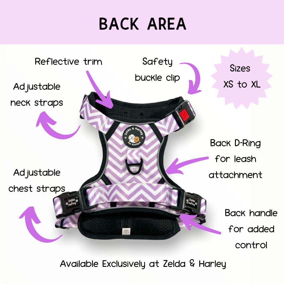 Zig Zag Wag Pastel Purple - Adventure No Pull Harness