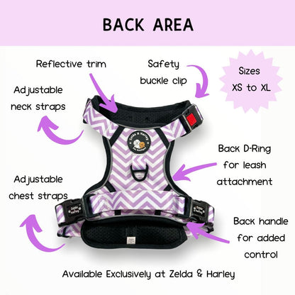 Zig Zag Wag Pastel Purple - Adventure No Pull Harness