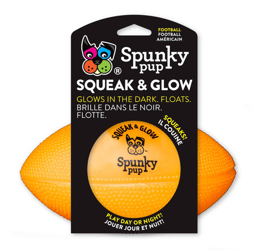 Spunky Pup - Squeak and Glow Football - Doot's Pet LLC Collars For A Cause