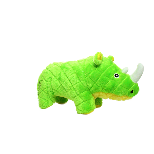 Tuffy Dog Toys - VIP Products - Mighty Safari Rhinoceros - Green, Plush, Squeaky Dog Toy - Doot's Pet LLC Collars For A Cause